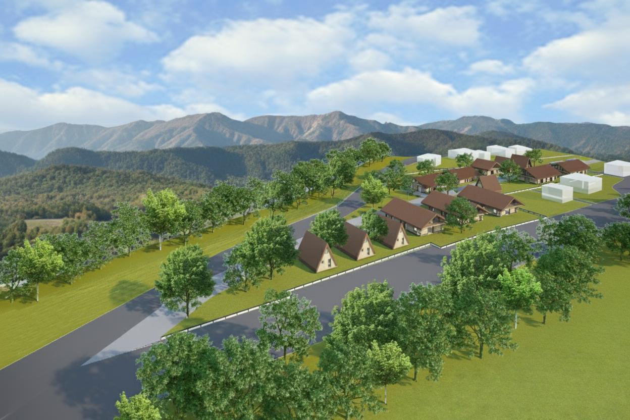Ferienhaus-Park Ökobauweise – Lageplan und Gebäudeanordnung
